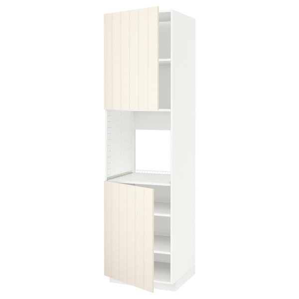 Высокий шкаф для духовки/2дверцы/полки, белый/Хитарп белый с оттенком 60x60x220 см IKEA METOD МЕТОД 892.265.38 - схема-чертеж с размерами