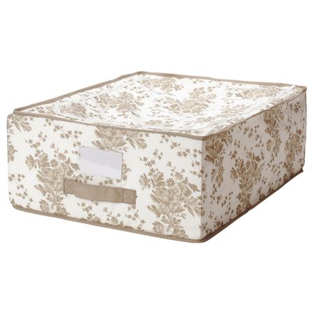 Сумка для хранения, бежевый, белый цветок, 44x55x19 см IKEA ГАРНИТУР 803.934.85