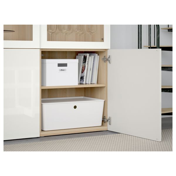 Комбинация для хранения со стеклянными дверцами БЕСТО, под беленый дуб, Сельсвикен глянцевый/белый прозрачное стекло (120x40x192 - схема-чертеж с размерами