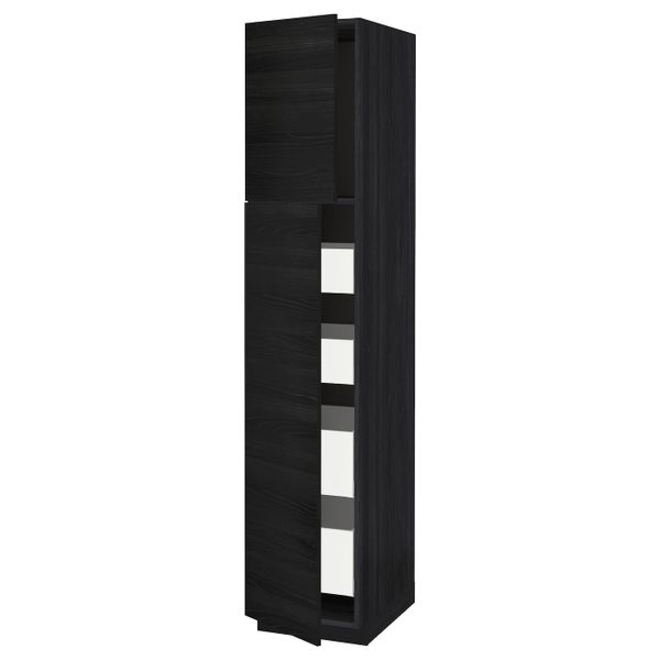 Высокий шкаф/2дверцы/4ящика, черный, Тингсрид черный 40x60x200 см IKEA МЕТОД / МАКСИМЕРА 993.533.09 - схема-чертеж с размерами