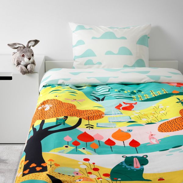 Пододеяльник и 1 наволочка, сад, разноцветный, 150x200/50x70 см IKEA ЛАТТО 303.508.98 - схема-чертеж с размерами