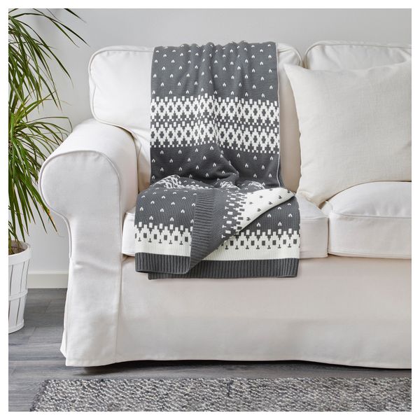 Плед СТЕНКРАССЕ, белый, серый (130x170 см) - фото 3