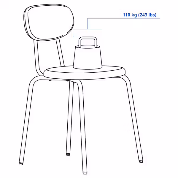 SANDSBERG Стул - антрацит/Remmarn антрацит - схема-чертеж с размерами