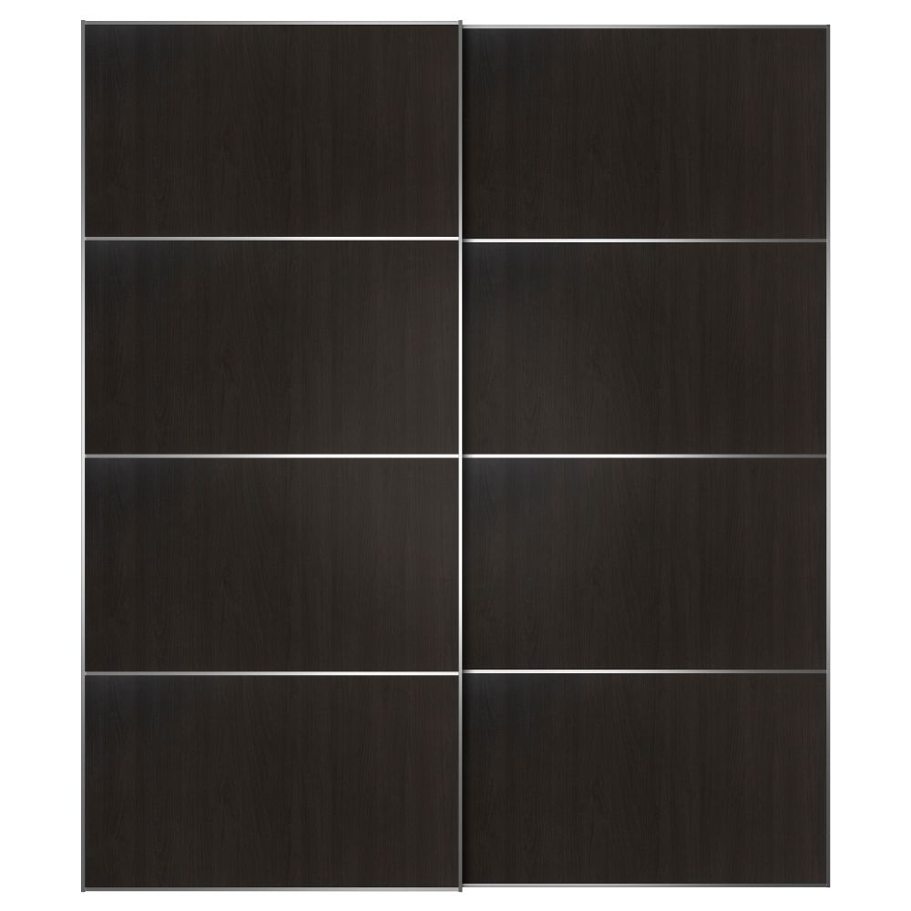 Пара раздвижных дверей ВОЛЬДА, черно-коричневый, цвет алюминия - схема-чертеж с размерами