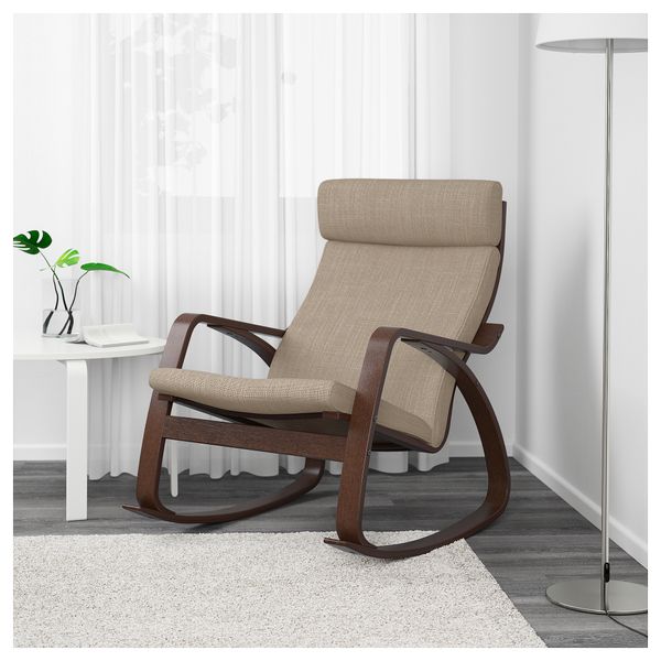 Кресло-качалка ПОЭНГ, коричневый, Хилларед бежевый - фото 2