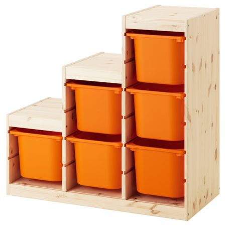 Комбинация для хранения, светлая беленая сосна, оранжевый 94x44x91 см IKEA ТРУФАСТ 092.223.27