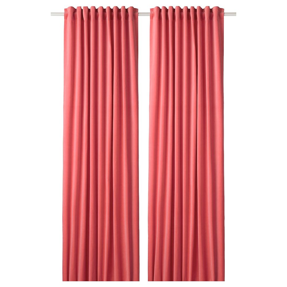 Затемняющие гардины, 1 пара, светлый коричнево-красный 140x300 см IKEA SANELA САНЕЛА 904.444.89 - фото 1