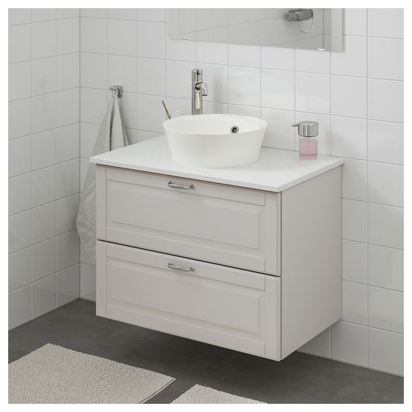 Шкаф со столешницей 40см раковина ГОДМОРГОН/ТОЛКЕН / КАТТЕВИК, Кашён светло-серый, под мрамор (82x49x75 см) - схема-чертеж с размерами