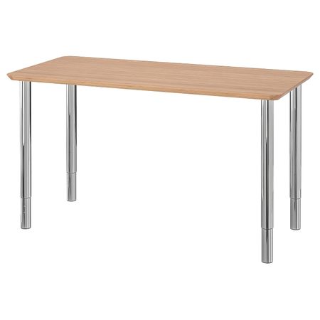 Стол, бамбук/хромированный 140x65 см IKEA HILVER ХИЛВЕР / GERTON ГЕРТОН 792.792.35
