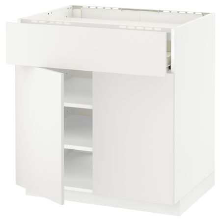 Напольный шкаф для варочной панели, ящик, полка, 2 дверцы МЕТОД / ФОРВАРА, белый, Хэггеби белый (80x60 см)