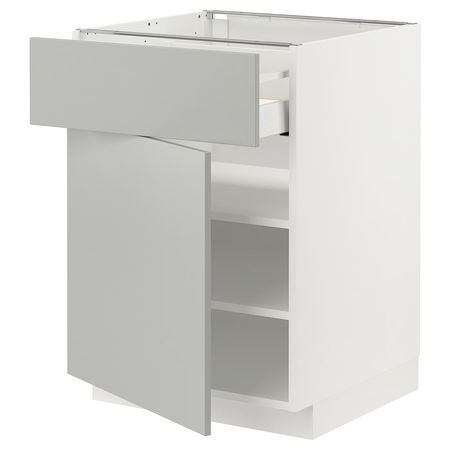 METOD / MAXIMERA Напольный шкаф с ящиком/дверцей - белый/Havstorp светло-серый 60x60 см