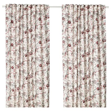 Затемняющие гардины, 1 пара, белый, розовый 145x300 см IKEA СПРЭНГОРТ 704.013.77