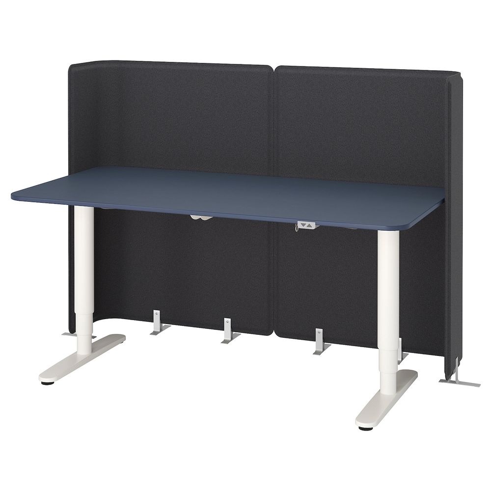 Стол-трансформер для приемной, линолеум синий, белый 160x80 120 см IKEA БЕКАНТ 692.882.78 - фото 1