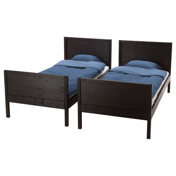 Каркас 2-ярусной кровати НОРДАЛЬ, черно-коричневый (90x200 см) - фото 2