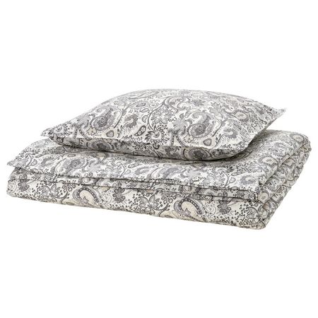 RODGERSIA Пододеяльник и наволочка - серый/белый 150x200/50x60 см