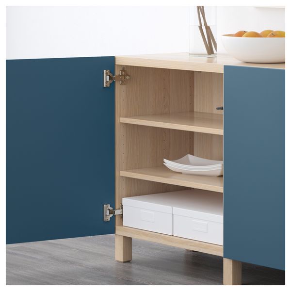 Комбинация для хранения с дверцами БЕСТО, под беленый дуб, Вальвикен темно-синий (180x40x74 см) - схема-чертеж с размерами