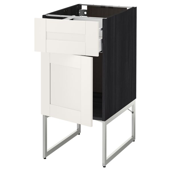 Напольный шкаф с ящиком, дверью МЕТОД / МАКСИМЕРА, черный, Сэведаль белый - схема-чертеж с размерами