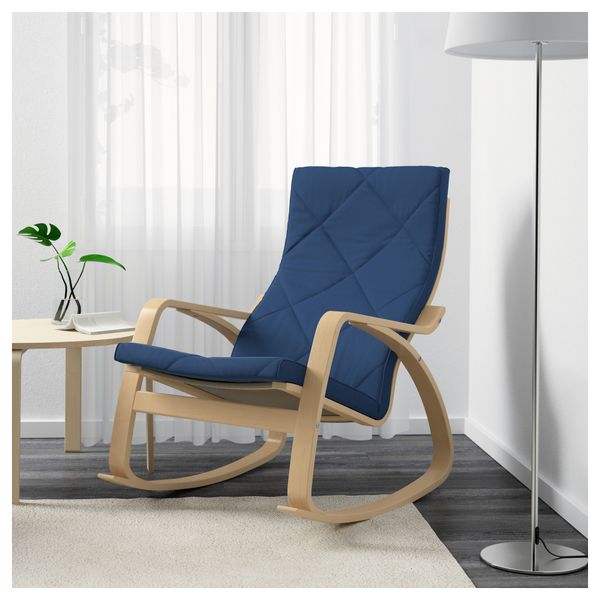 Кресло-качалка ПОЭНГ, березовый шпон, Эдум темно-синий - фото 2