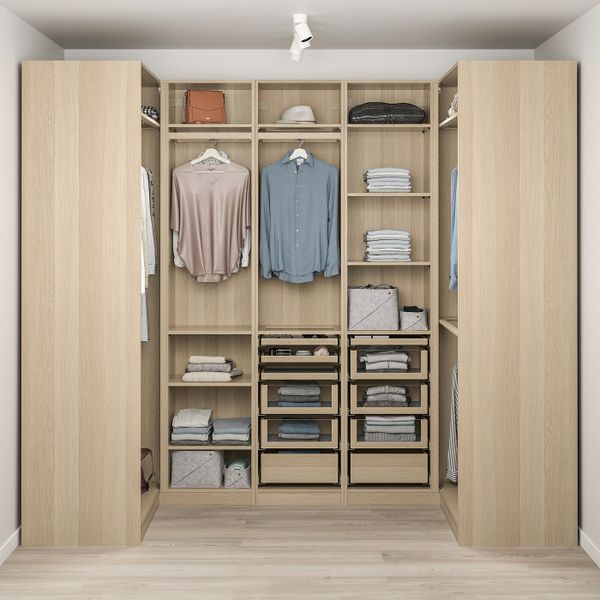 Гардероб угловой, под беленый дуб 113/271/113x236 см IKEA PAX ПАКС 393.311.22 - схема-чертеж с размерами