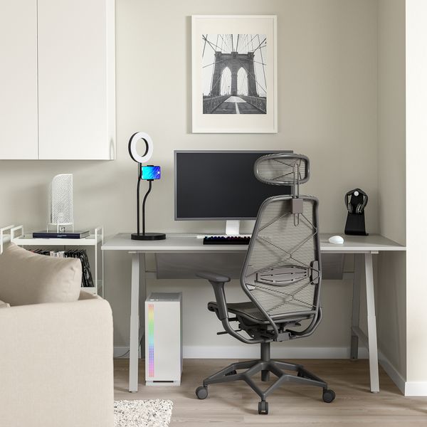 Геймерский стол и стул, серый IKEA UTESPELARE УТЕСПЕЛАРЕ, STYRSPEL 894.911.94 - схема-чертеж с размерами