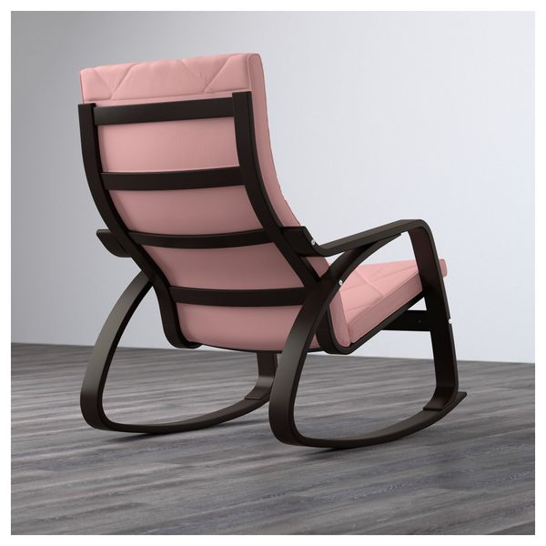 Кресло-качалка ПОЭНГ, черно-коричневый, Эдум розовый - фото 3