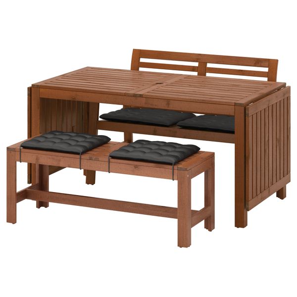 Стол + 2 скамьи, для сада ЭПЛАРО, коричневая морилка, Холло черный - фото 1