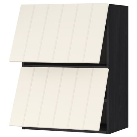 Навесной шкаф, 2 дверцы, горизонтальный МЕТОД, черный, Хитарп белый с оттенком