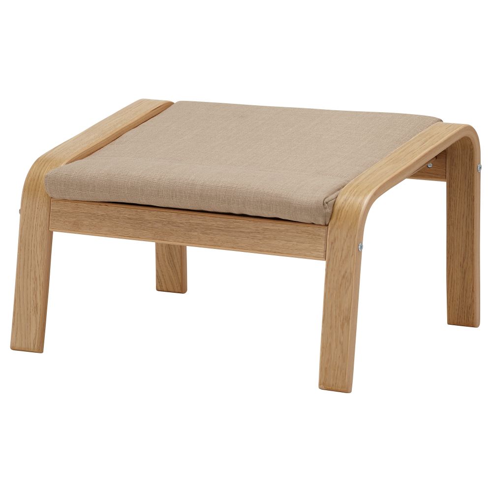 Табурет для ног ПОЭНГ, дубовый шпон, Шифтебу бежевый - схема-чертеж с размерами