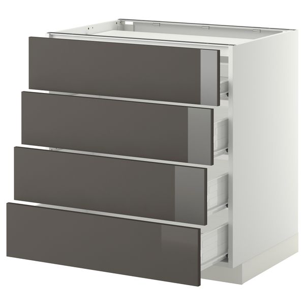 Напольный шкаф, 4 фронтальных панели, 4 ящика МЕТОД / ФОРВАРА, белый, Рингульт серый - схема-чертеж с размерами