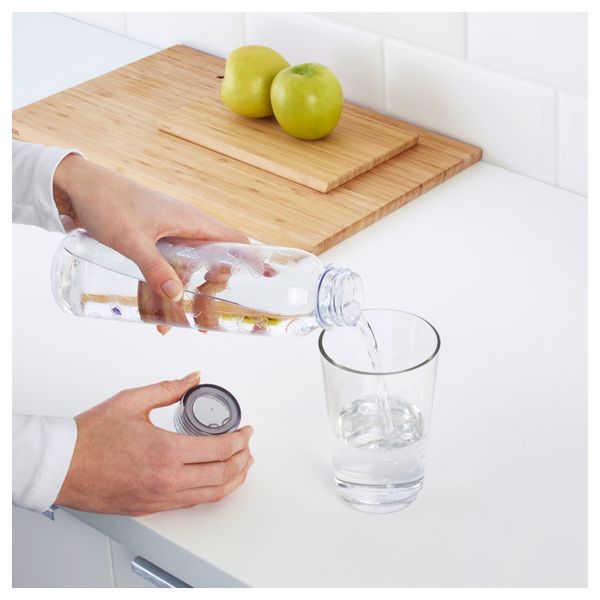 Бутылка для воды БЕХОЛЛАРЕ, прозрачный, серый (0.6 л) - схема-чертеж с размерами