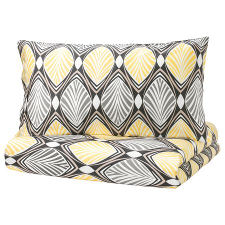 Пододеяльник и 1 наволочка ХЭСТФИБЛА, серый, желтый