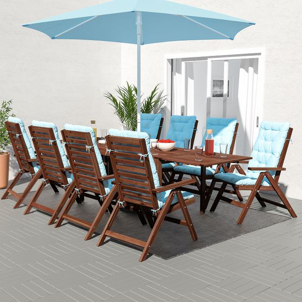 Стол+8кресел,д/сада, коричневая морилка/Куддарна голубой IKEA ÄPPLARÖ ЭПЛАРО 792.897.53 - фото 2