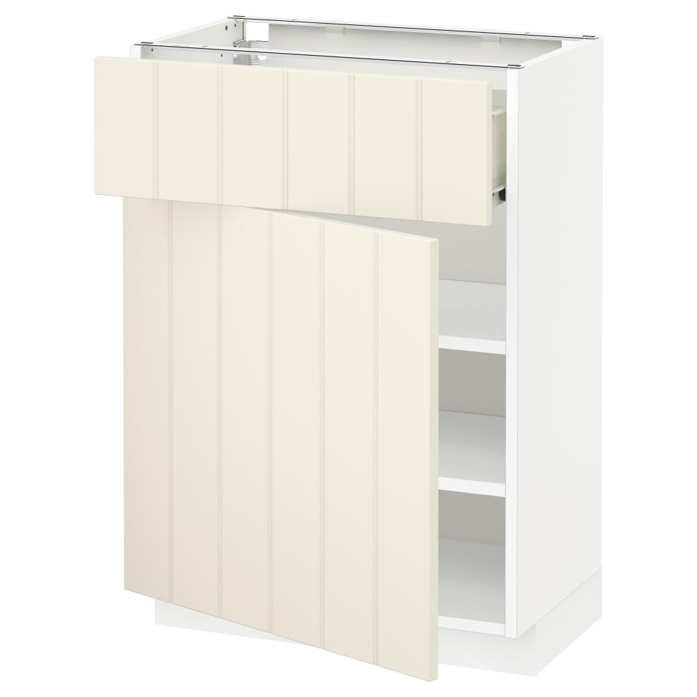 Напольный шкаф с ящиком, дверью МЕТОД / ФОРВАРА, белый, Хитарп белый с оттенком - схема-чертеж с размерами