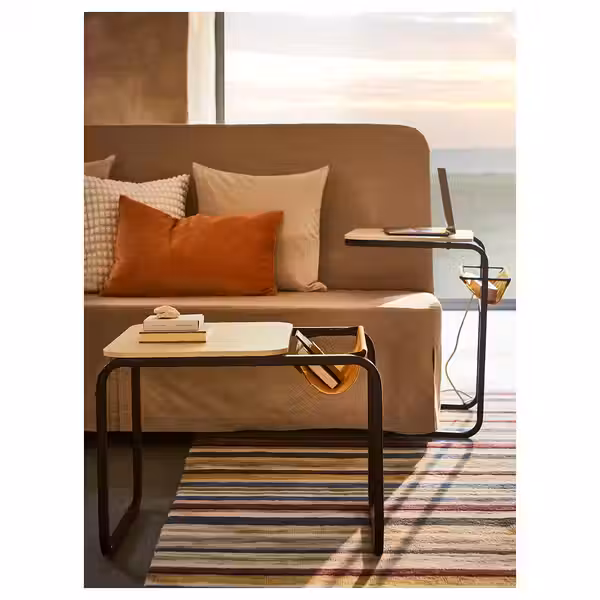 OLSERÖD Придиванный столик - антрацит/под березу темно-желтый 53x50 см - фото 2