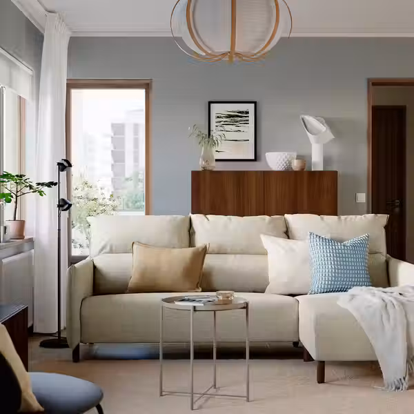 MANNARP 3-местный диван с козеткой - Gunnared бежевый - фото 2