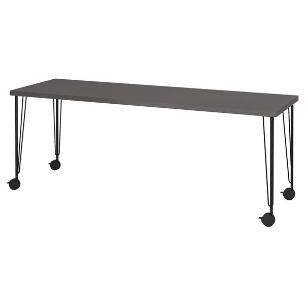 Письменный стол, 200x60 см, темно-серый-черный IKEA KRILLE КРИЛЛЕ, LAGKAPTEN ЛАГКАПТЕН 795.099.86 - фото 1