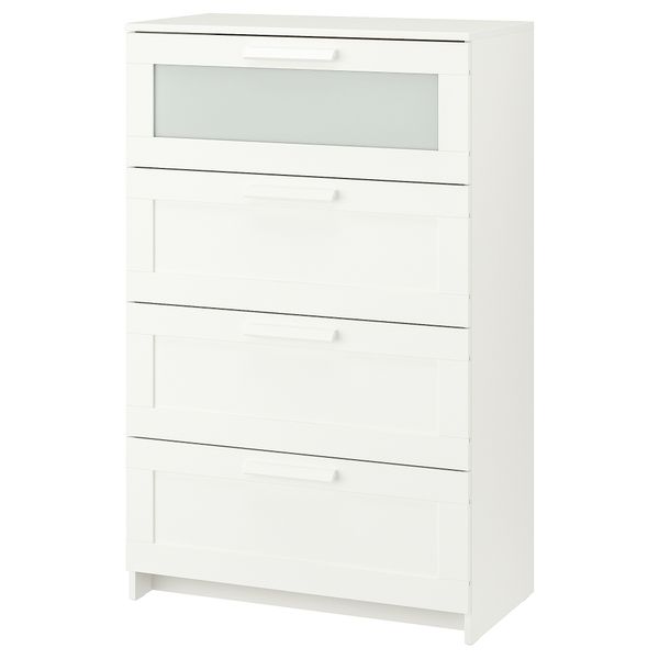 Комод с 4 ящиками БРИМНЭС, белый, матовое стекло (78x124 см) - фото 1