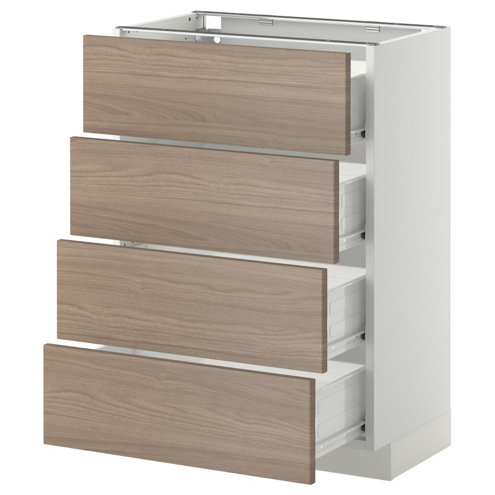 Напольный шкаф 4 фронтальных панели, 4 ящика МЕТОД / ФОРВАРА, белый, Брокхульт светло-серый - схема-чертеж с размерами