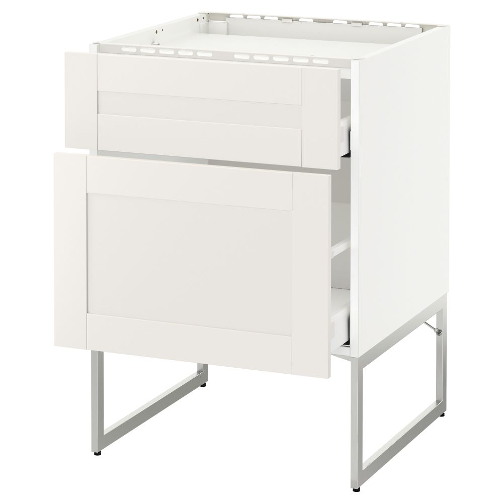 Напольный шкаф, 2 фронтальных панели, 3 ящика МЕТОД / МАКСИМЕРА, белый, Сэведаль белый - схема-чертеж с размерами