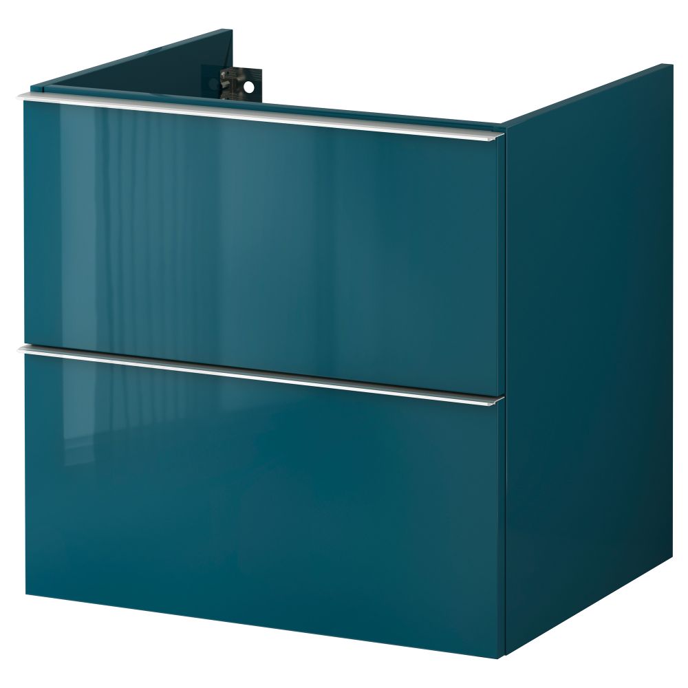 Шкаф для раковины с 2 ящиками ГОДМОРГОН, глянцевый бирюзовый - схема-чертеж с размерами