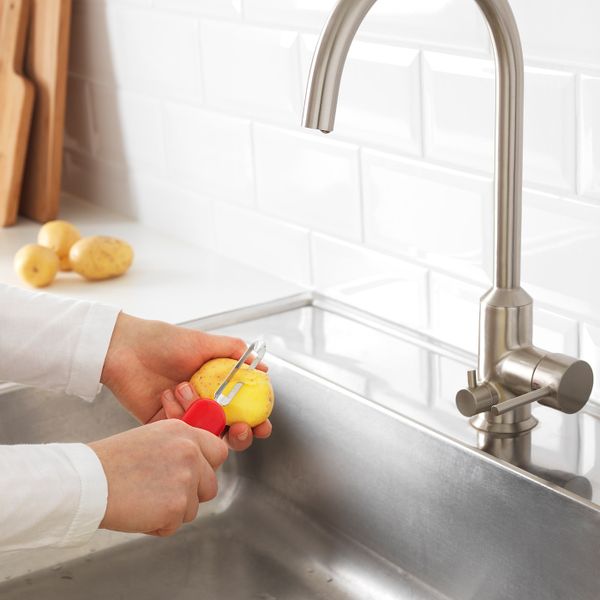 Нож для чистки картофеля, красный, белый, черный IKEA STÄM СТЭМ 803.731.71 - фото 2