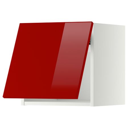 Горизонтальный навесной шкаф МЕТОД, белый, Рингульт красный