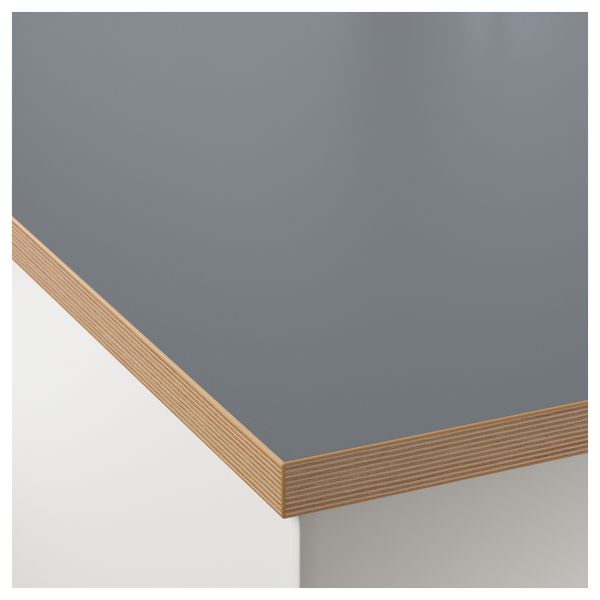 Столешница, двусторонняя БЕРГСТЕНА, белый, темно-серый с окантовкой под дерево - схема-чертеж с размерами