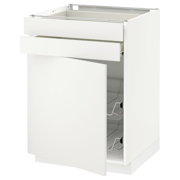 Напольный шкаф, дверца, 2 ящика, проволочных корзин МЕТОД / ФОРВАРА, белый, Хэггеби белый - схема-чертеж с размерами