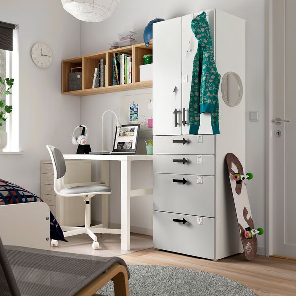 Гардероб, белый серый с 4 ящиками, 60x42x181 см IKEA PLATSA ПЛАТСАA ПЛАТСА, SMÅSTAD СМОСТАД 094.263.72 - фото 5
