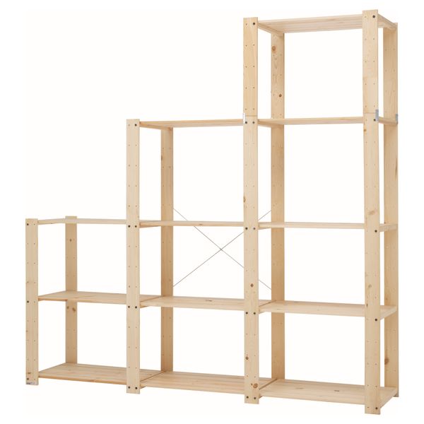 3 секции полок ГОРМ, хвойное дерево (255x55x233 см) - схема-чертеж с размерами