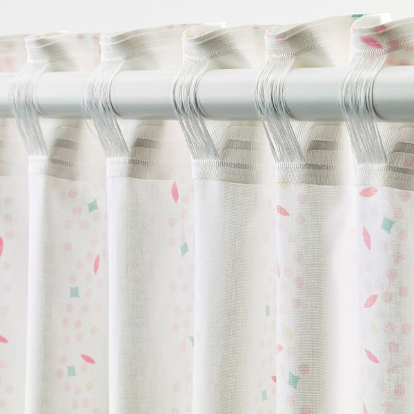 Гардины с прихватом, 1 пара, точечный, белый розовый, 120x300 см IKEA ЛАТТО 803.579.96 - фото 2