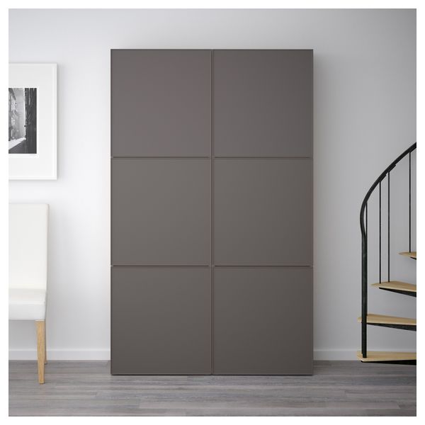 Комбинация для хранения с дверцами БЕСТО, под беленый дуб, Грундсвикен темно-серый - фото 2