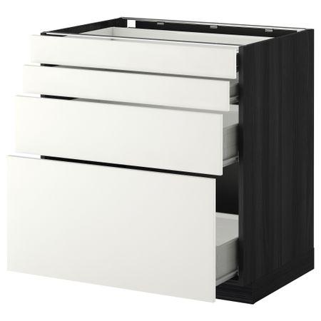 Напольный шкаф 4 фронтальных панели, 4 ящика МЕТОД / ФОРВАРА, черный, Хэггеби белый