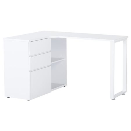 Угловой письменный стол ЧЕНИС, белый (130x90 см)